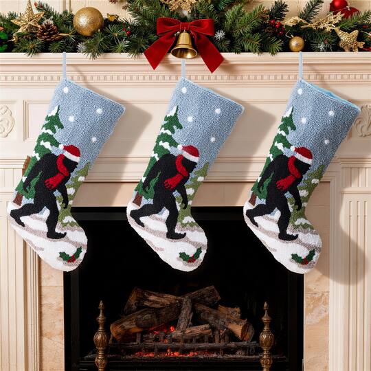 Glitzhome® 21" Bigfoot Hooked Christmas Stocking